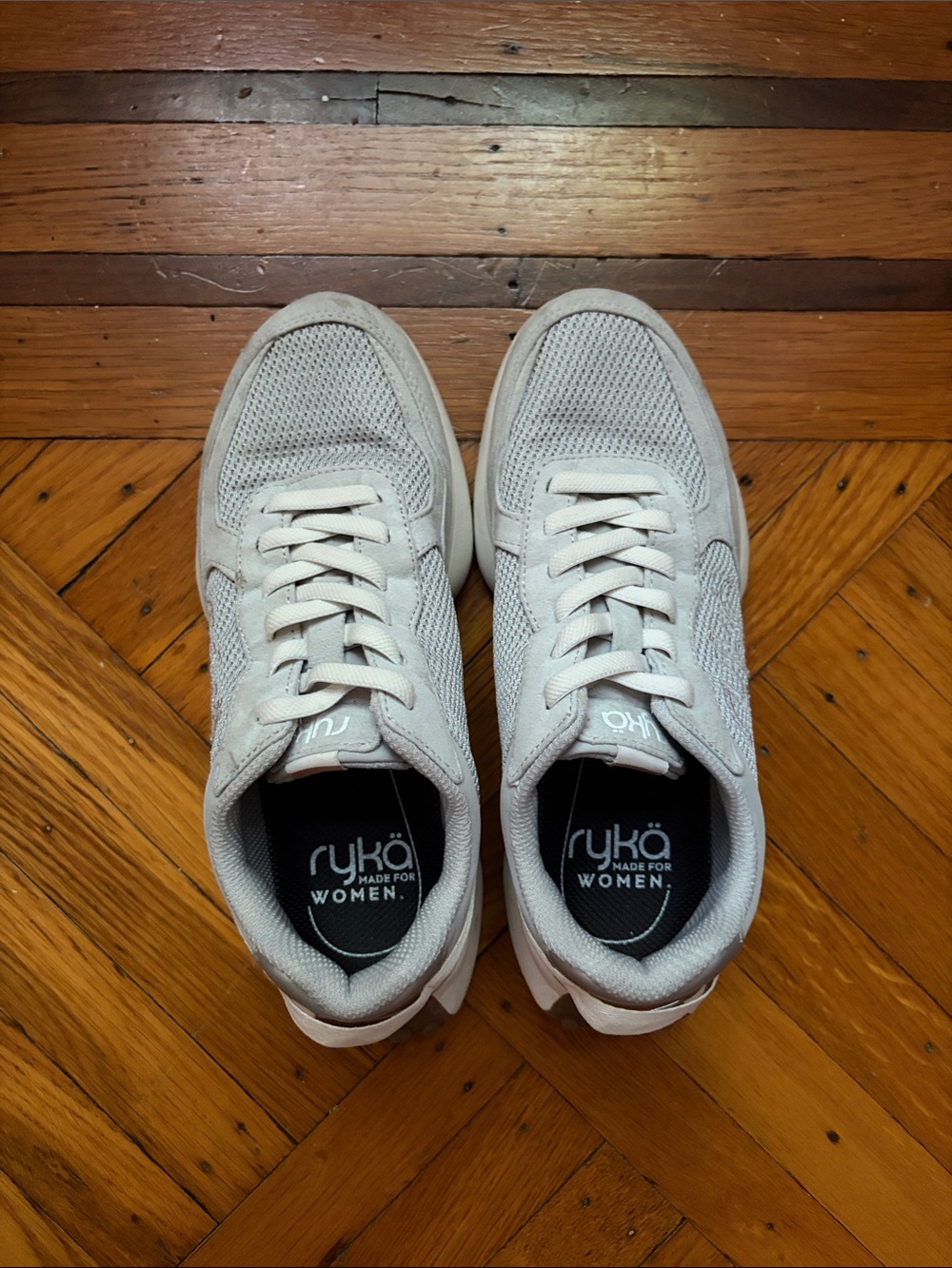 Ryka Light Gray Mesh Lace-Up Sneakers Size 6 1/2